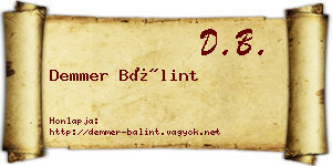 Demmer Bálint névjegykártya