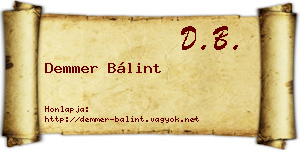 Demmer Bálint névjegykártya